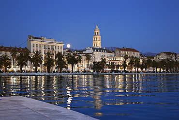 View of Split cityscape at dusk, Croatia