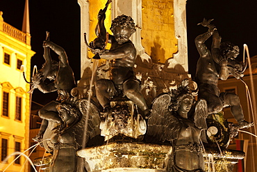 Sculpture on Augustus fountain in Augsburg, Bavaria, Germany