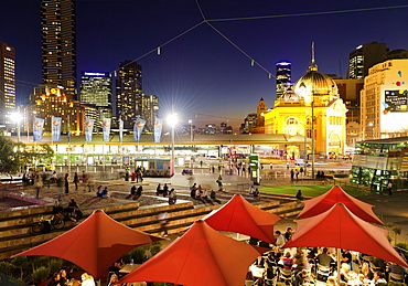 People at Federation Square, Flinders Street, Melbourne, Victoria, Australia