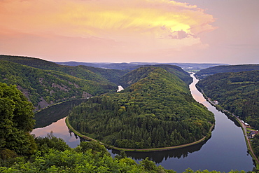 View of Saar loop in Mettlach, Saarland, Germany