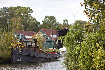 View of historic shipyard Het Fort in Nieuwendam, Noord, Amsterdam, Netherlands