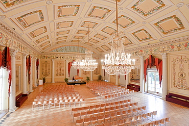 Ballroom of Lock Wilhelm height with chandelier, Kassel, Hesse, Germany