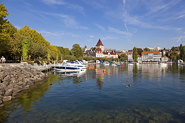 View of Ouchy Castle Hotel on Lake Geneva, Geneva, Lausanne, Switzerland