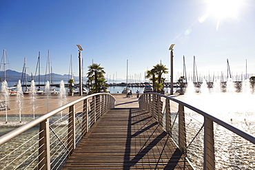 View of port Ouchy over bridge, Lausanne, Switzerland