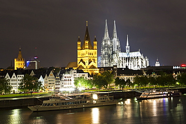 Hohenzollern Bridge with Cologne cathedral of St.Peter and Maria across Rhine, Germany