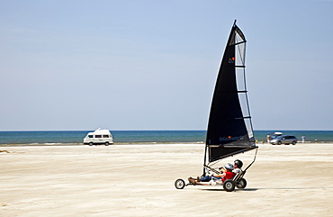 View of beach sailors at Fano beach, Denmark