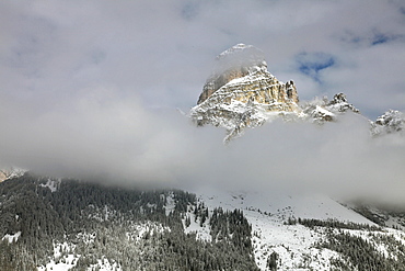 View of winter mountain at Dolomites, Corvara, South Tyrol, Italy