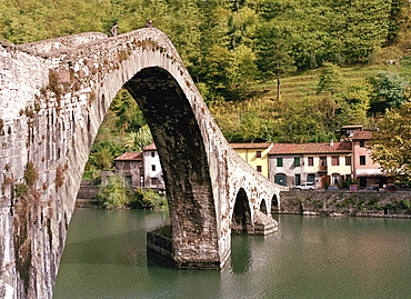 View of Ponte della Maddalena in Tuscany, Italy