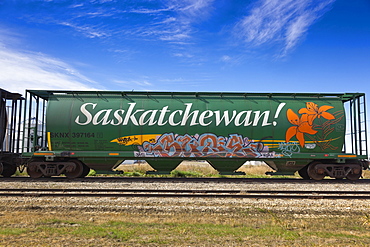 View of Tank Wagon in Lucky Lake, Saskatchewan, Canada