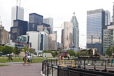 View of skyscrapers from Roundhouse, Toronto, Canada