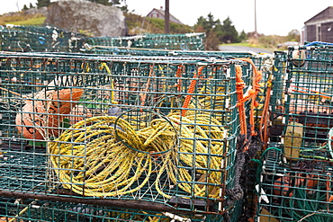 Basket with ropes uded for fishing, Nova Scotia, Canada