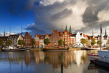 View of St.Mary's near Trave River, Lubeck, Schleswig Holstein, Germany