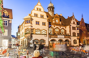 Facade of the New City Hall at City Hall Square, Freiburg, Germany, blurred motion