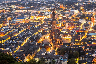 View of Freiburg im Breisgau cityscape from the Schlossberg, Baden-Wurttemberg, Germany