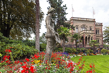 View of Colombi park with Colombi castle in Freiburg, Germany