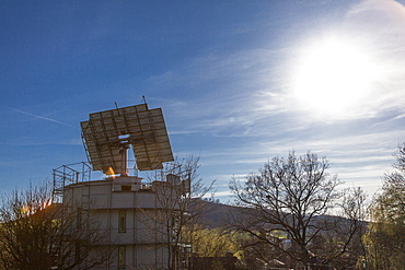 View of heliotrope house of solar architect Rolf Disch in Freiburg, Germany