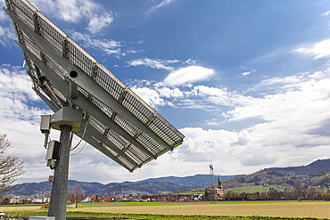 Close-up of solar module from Soitec Landscape near St. Georgen, Freiburg, Germany