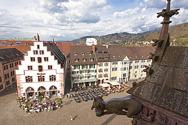 View of Old Town Cathedral Square from Munster, Freiburg, Germany