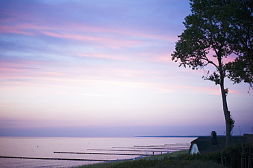 Dusk on the Baltic Sea coast in Ahrenshoop