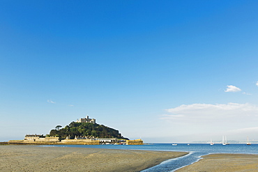 St. Michaels Mount, tidal island with a chapel in Cornwall (England)