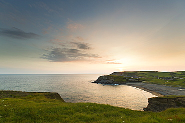 The coastline of Gunwalloe at sunset (Cornwall, England)