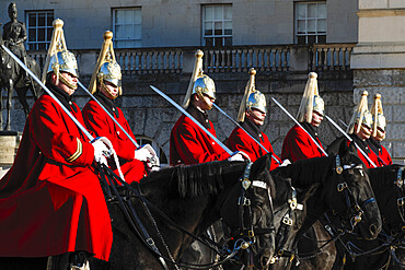 Soldiers of the Queen's Lifeguard at the Changing of the Guard on Horse Guard's Parade, London, England, United Kingdom, Europe