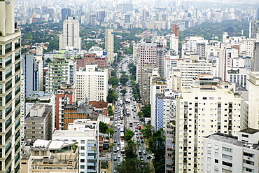 A view of the Sao Paulo skyline from Jardins, Sao Paulo, Brazil, South America