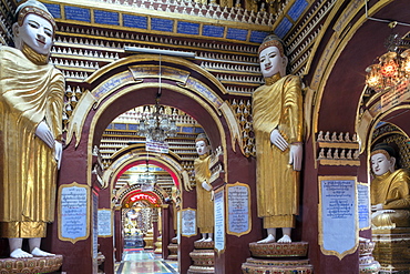 Thanboddhay (Thambuddhei) Paya Buddhist temple - buddhas in the interior, Monywa, Sagaing, Myanmar (Burma), Southeast Asia