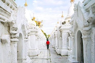 Kuthodaw pagoda - stupas housing the world's largest book, consisting of 729 large marble tablets with the Tipitaka Pali canon, Mandalay, Myanmar (Burma), Southeast Asia