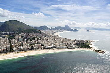 Arpoador and Copacabana beaches and the Arpoador peninsula, Rio de Janeiro, Brazil, South America