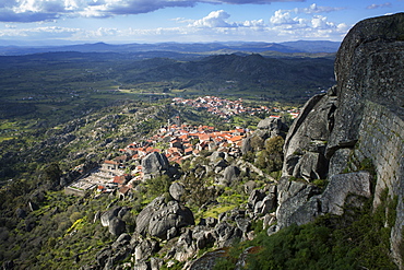 View from the castle of the medieval village of Monsanto in the municipality of Idanha-a-Nova, Monsanto, Beira, Portugal, Europe