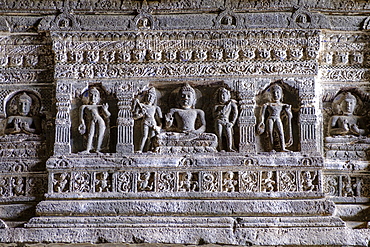 Buddhist carvings at the Ajanta Cave, UNESCO World Heritage Site, Maharashtra, India, Asia