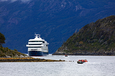 The Stella Australis cruise ship in the Beagle Channel, Patagonia, Chile, South America