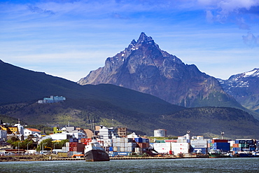 Ushuaia city and port on Tierra del Fuego island, Argentina, South America