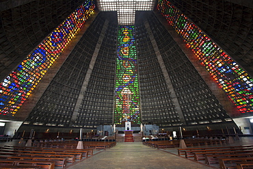 Interior of the Metropolitan Cathedral of St. Sebastian, Rio de Janeiro, Brazil, South America