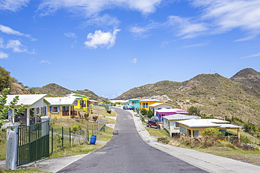 Colorful houses of a village on a spring sunny day, Montserrat, Leeward Islands, Lesser Antilles, West Indies, Caribbean, Central America