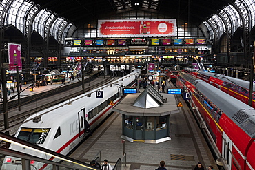 View of the Central Railway Station of Hamburg, the major transportation hub of the city and the busiest in Germany, Hamburg, Germany, Europe