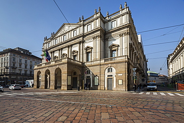 View of the Teatro Alla Scala (La Scala) known worldwide for opera and ballet, Milan, Lombardy, Italy, Europe