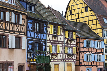 Typical architecture and colored facade of house in the old town, Petite Venise, Colmar, Haut-Rhin department, Alsace, France, Europe