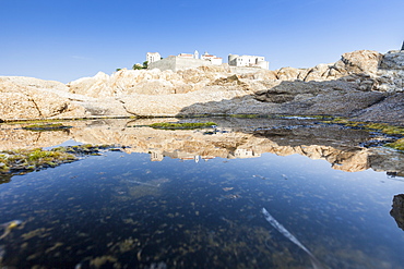 The ancient fortified citadel reflected in the blue sea, Calvi, Balagne Region, Corsica, France, Mediterranean, Europe