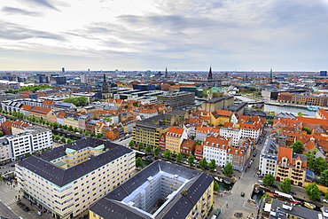 Overview of the city seen from Church of Our Saviour, Copenhagen, Denmark, Europe