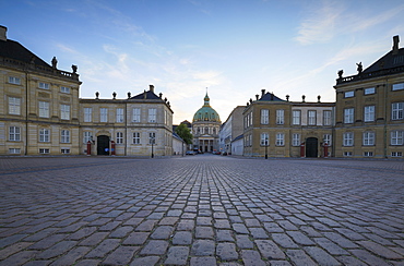 View of Amalienborg Palace towards Marble Church from Palace Square, Copenhagen, Denmark, Europe