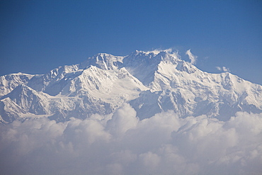 The summit of Kanchenjunga, the third highest mountain on earth from Sandakphu, the highest peak of West Bengal, India, Asia