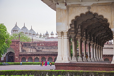 View of the courtyard of the Taj Mahal. one of the most remarkable sights of Muslim architecture, UNESCO World Heritage Site, Agra, Uttar Pradesh, India, Asia