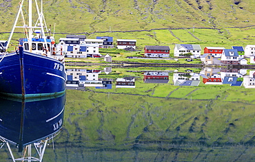 Fishing boat, Hvannasund, Vidoy Island, Faroe Islands, Denmark, Europe