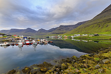 Villages of Hvannasund on Vidoy Island and Norddepil on Bordoy Island, Faroe Islands, Denmark, Europe