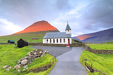 Church of Vidareidi, Vidoy Island, Faroe Islands, Denmark, Europe