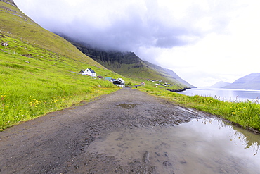 Road to the village, Kunoy Island, Nordoyar, Faroe Islands, Denmark, Europe