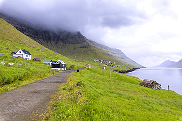 Road to the village, Kunoy Island, Nordoyar, Faroe Islands, Denmark, Europe