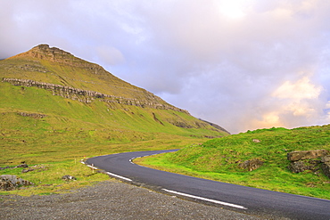 Road to Funningur, Eidi, Eysturoy Island, Faroe Islands, Denmark, Europe